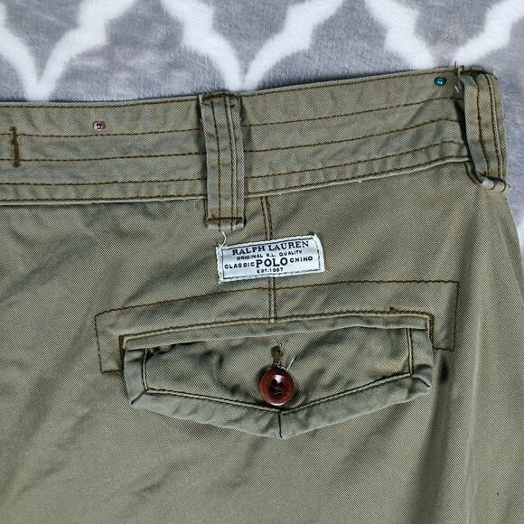 Polo Ralph Lauren Cargo Shorts Mens 42 Khaki Classic Polo Chino Utility Pockets - Picture 7 of 10